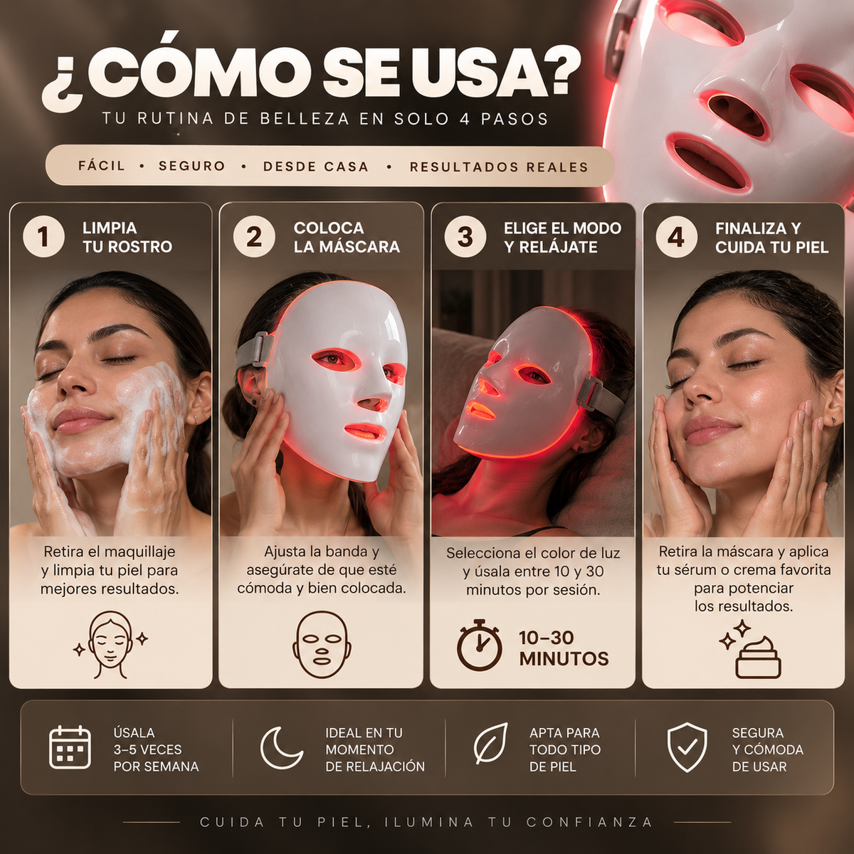 Máscara LED Facial — 7 en 1